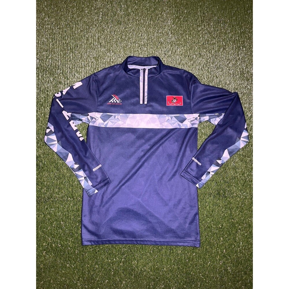 Always Advancing Marine Corps Marathon Jersey Navy Blue Men's S Long Sleeve